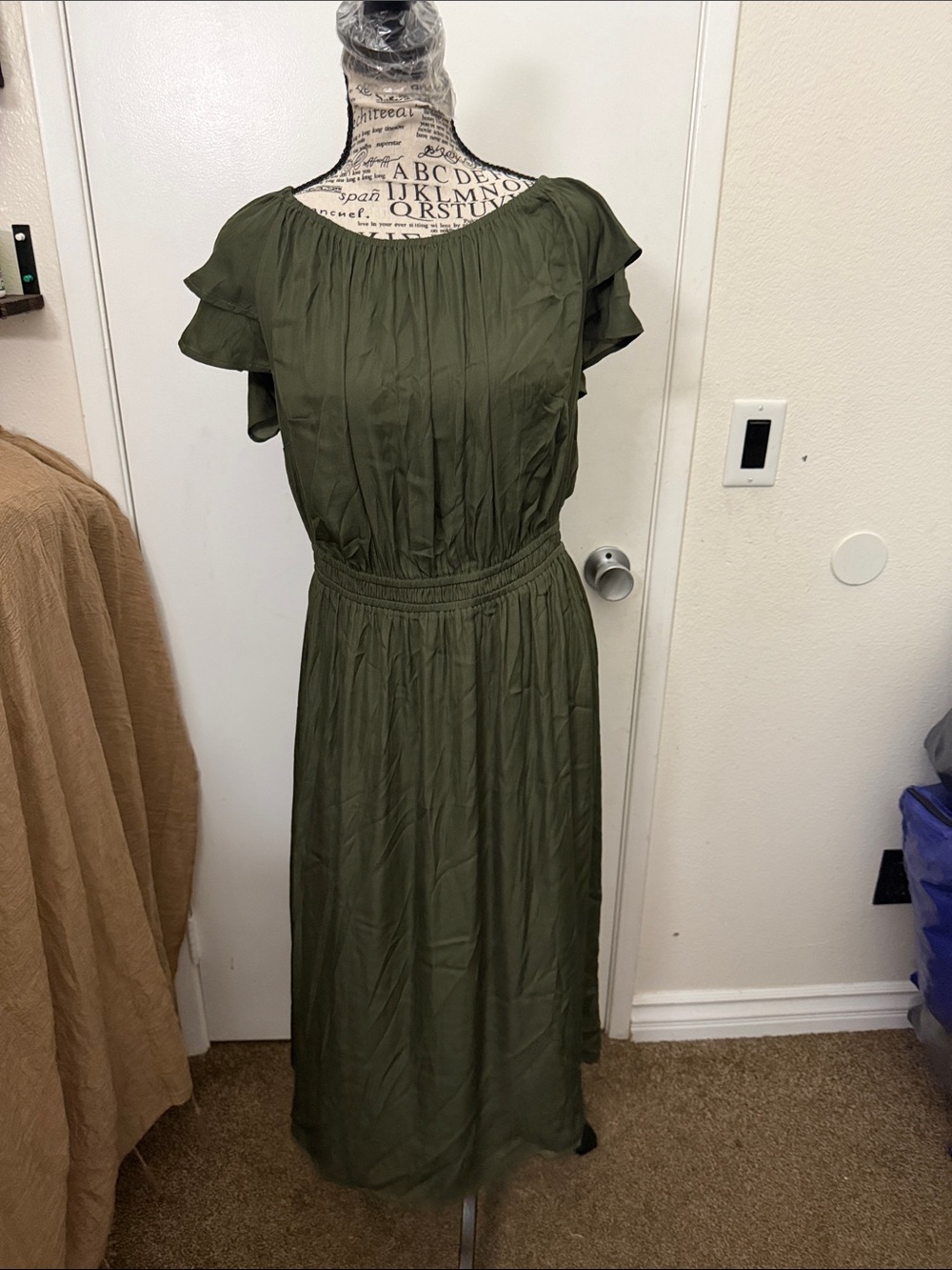 LOFT Olive Green Midi Dress